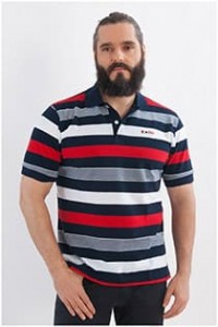 Korte mouw gestreepte piqué polo van Plus Man.