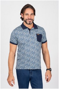 Korte mouw polo met all-over print van Plusman