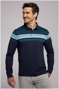 Lange mouw piqué polo van Hajo