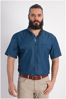 Denim overhemd korte mouw Plus Man