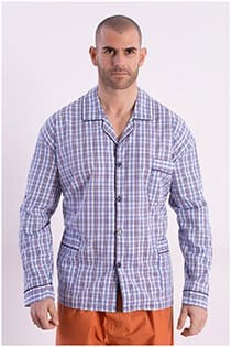 Katoenen gestreepte pyjama met knopen.