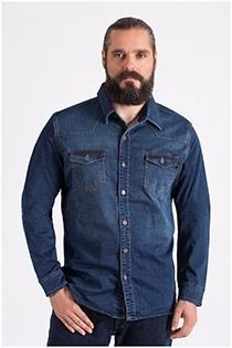 Western-style denim stretch-overhemd lange mouw van Koyote