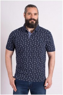 Bedrukte korte mouw polo van Kitaro EXTRA LANG
