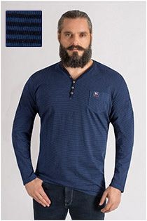 Lange mouw gestreept t-shirt Kitaro met borstzakje