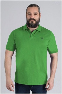 Elastische uni piqué polo van Hajo.