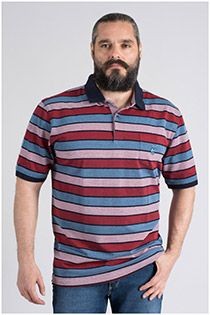 Elastische gestreepte piqué polo van Hajo.