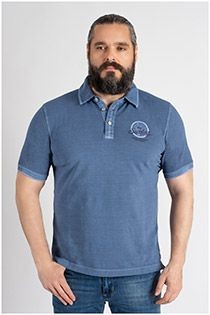 Extra lange polo van Kitaro met korte mouwen
