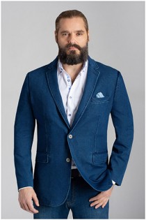 Denim look colbert van Plusman.