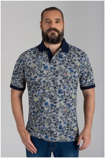 Kitaro korte mouw polo allover print