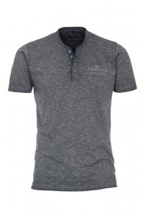 Casual t-shirt van Casamoda met serafinokraag.