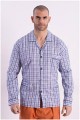 Katoenen gestreepte pyjama met knopen.